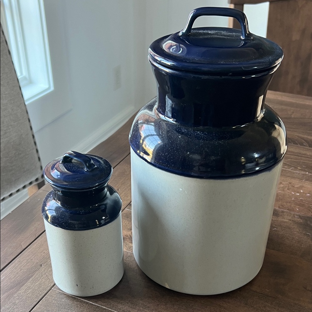 Navy and White Ceramic Canister Set